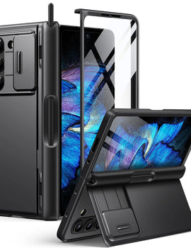 Big Stand For Z Fold 5 Case with Slide Camera Cover Built-in HD Screen Protector Full Body Heavy Duty Shockproof Slim Phone Case