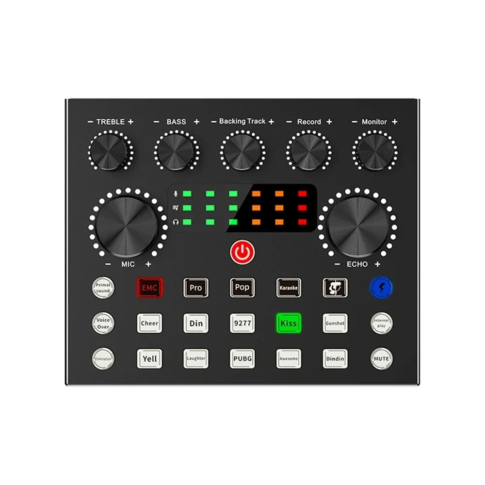 V8S Live Sound Card Mixer With Bluetooth USB Voice Changer And DSP Effects