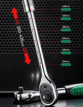 Telescopic Socket Ratchet Wrench for Automotive Repair Adjustable Head Ratchet Set 72 Tooth Quick Release Wrench Manual Tool