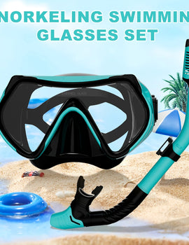 Scuba Diving Mask Snorkel Set For Tempered Glass Professional Panoramic Snorkeling Gear Swimming Training