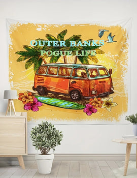 American Retro Beach Tapestry Bohemian Style Living Room Sofa Background Wall Vacation Style Room Decoration