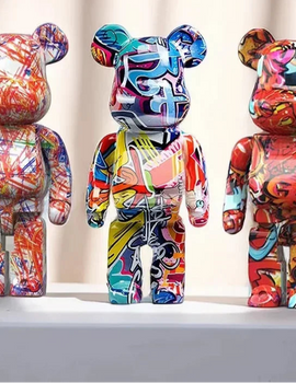 27cm Graffiti Bear Figurine Home Decoration Animal Statue Storage Money Jar Modern Room Sculpture Table Decor Statues
