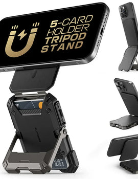 Tripod Phone Stand Credit Card Holder for iPhone 16/15/14/13/12 Adjustable Phone Stand Compatible with MagSafe