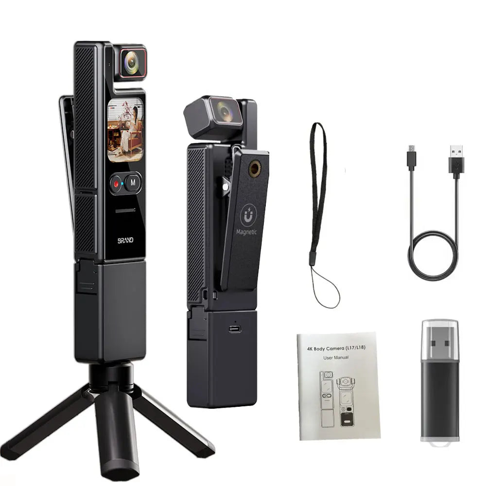 4K Pocket Action Camera with 4X Zoom Touch Screen Anti-Shake Waterproof Vlogging Sports Video Recorder
