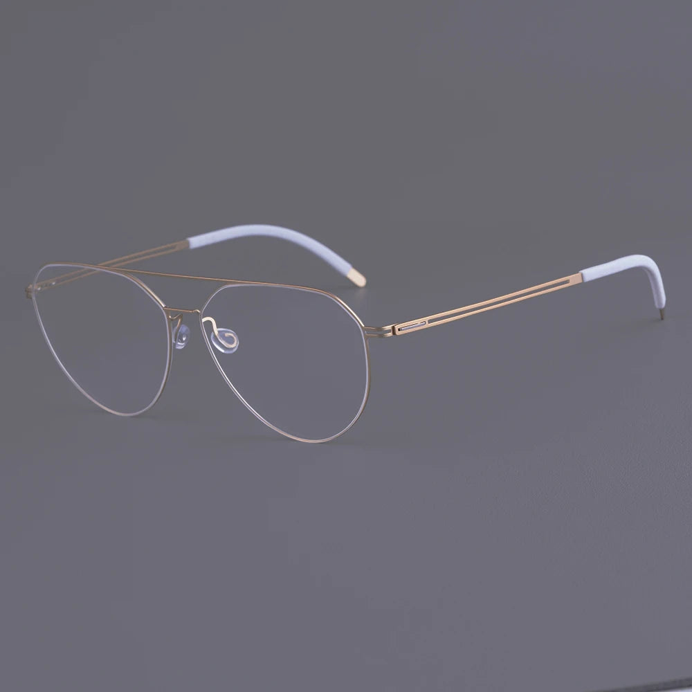 Oversized Pilot Titanium Double Bridge Screwless Eyeglasses Frame