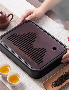 Kitchen Tea Tray Portable Dishes For Tea Bamboo Rectangle Storage Of Water Woodentray For Chinese Style Chaban Tea Table