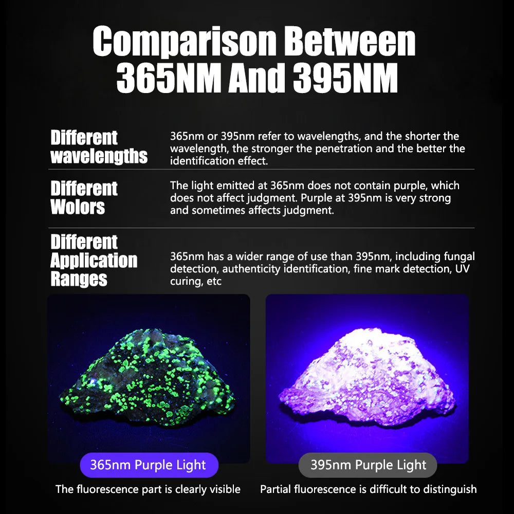 365nm UV Blacklight Rechargeable Flashlight