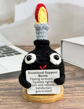 Positive Crochet F-Bomb Dolls With Card Home Room Decoration Handmade Knitted Encouragement Bomb Dolls Christmas Gifts