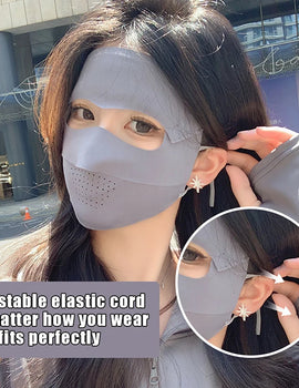Sunscreen Mask Traceless Women Detachable Facekini Ice Silk Anti-ultraviolet Summer Breathable Thin Cover Whole Face