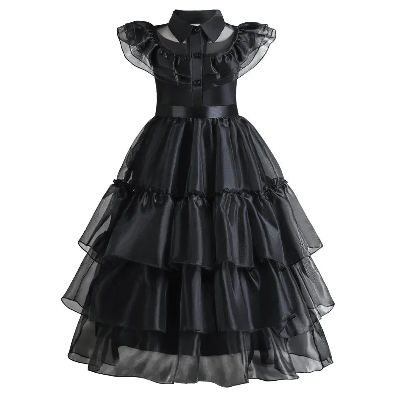 Black Gothic Cake Gown Halloween Costume Dress