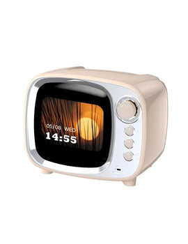 Pro Bluetooth Speaker with Lyrics Display Retro Wireless Alarm Clock HiFi Sound Powerful Bass Portable Desktop Music Player