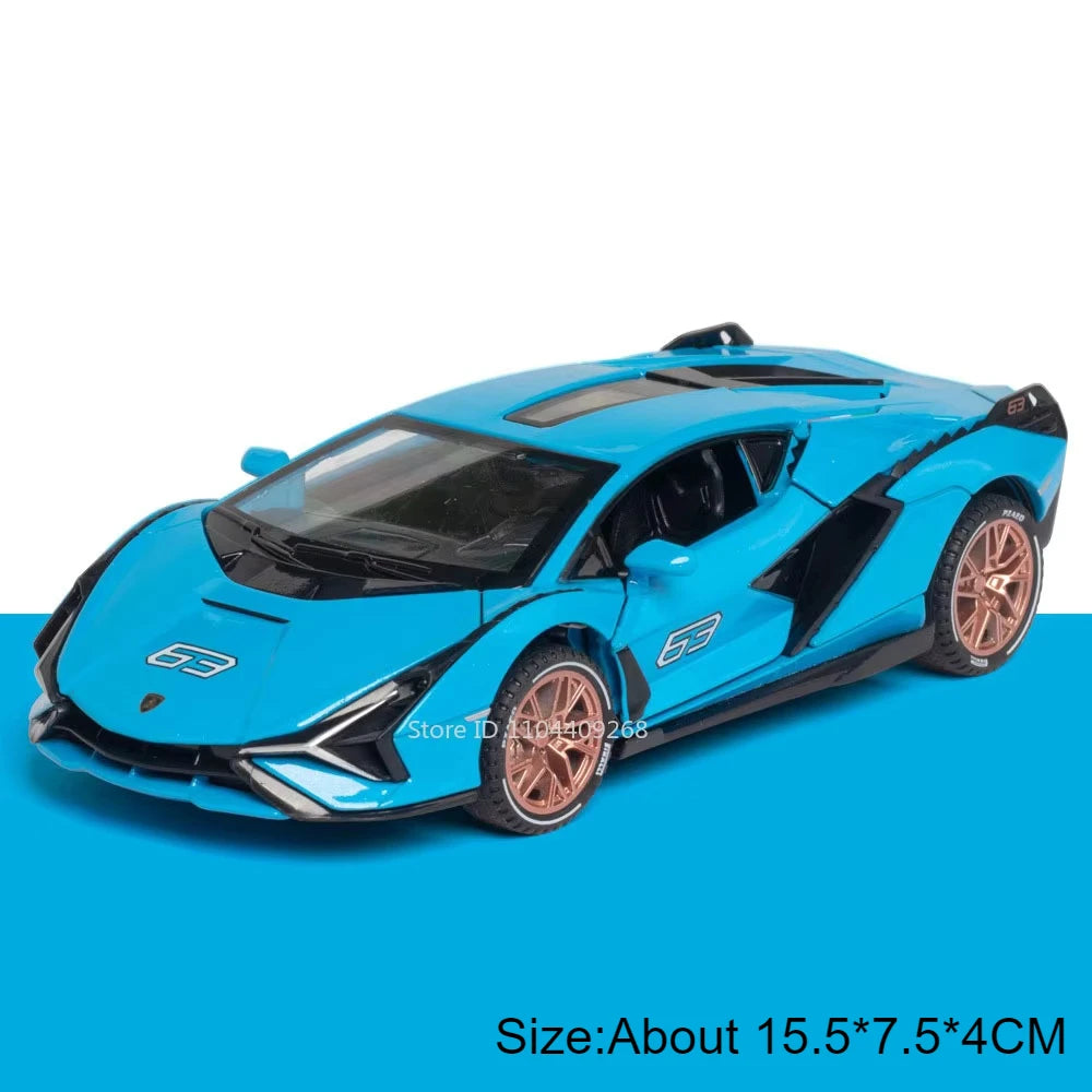 1:32 Scale Lambor Huracan ST EVO Sian Sports Car Model Toy Sound Light Pull Back Simulation Supercar Models Collection Gift Boy