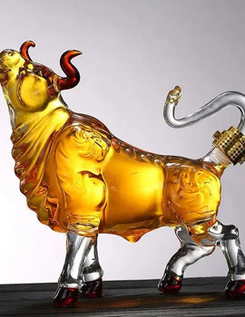 OX YEAR Whisky Glass Cow Decanter Whiskey Animal Bull Shaped Home Bar Wine Bottle For Liquor Scotch Drinkware Gift 1L Glassses