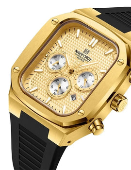 Silicone Strap Quartz Square Wristwatch Waterproof Luminous Chronograph Date Clock