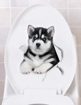 3D Cute Cartoon Funny Animal Bathroom Toilet Stickers Decals Mural WC Accessories Home Bathroom Stickers Decor
