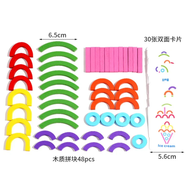 Wooden Creative Sticks and Rings Shape Building Puzzle