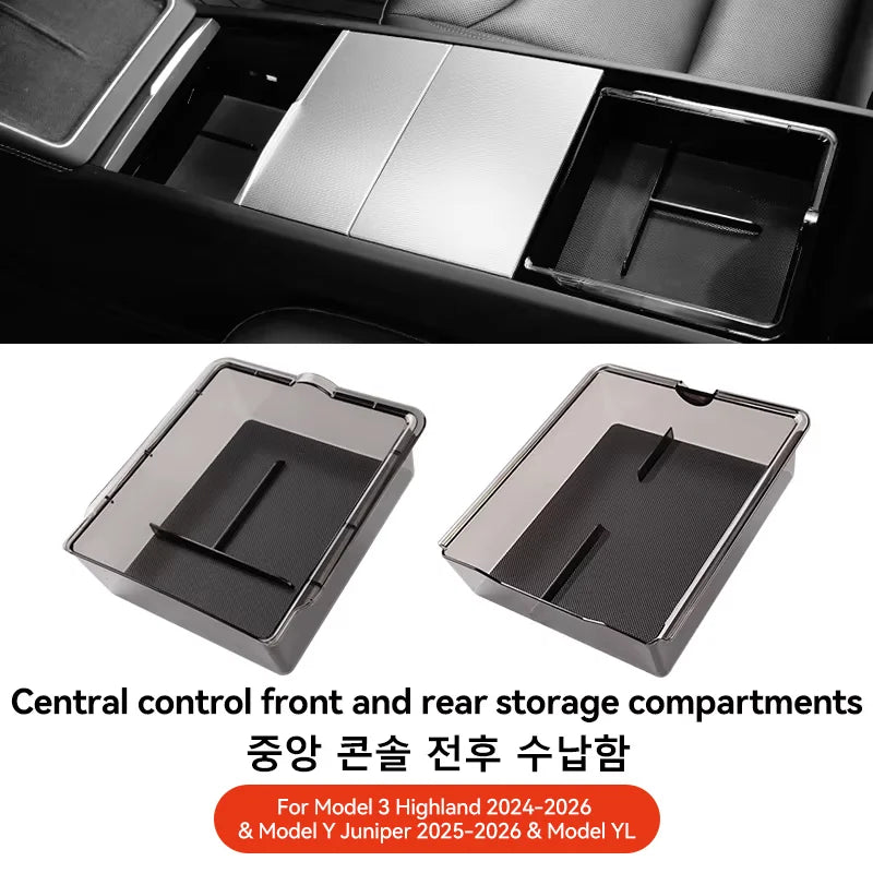 Center Console Storage Organizer Set for Tesla Model 3 Y YL Juniper Highland 2024 2026