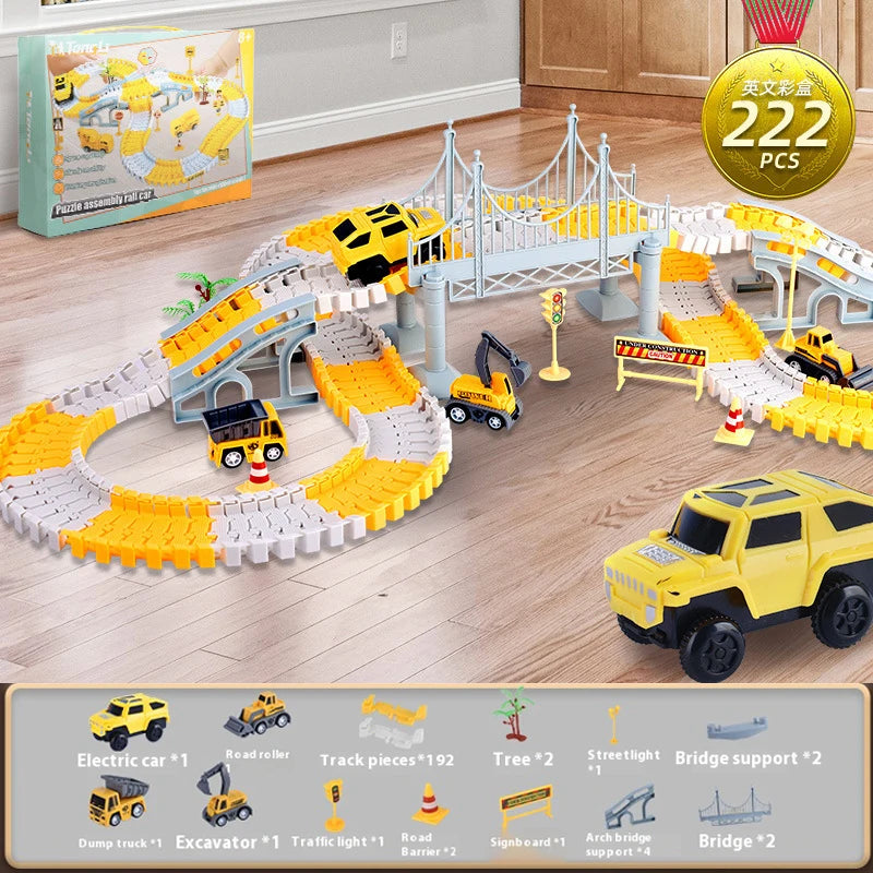137pc Boys Halloween Christmas gifts Diy Car track Assemble puzzle toys parent- interactive Building toys Family party toys