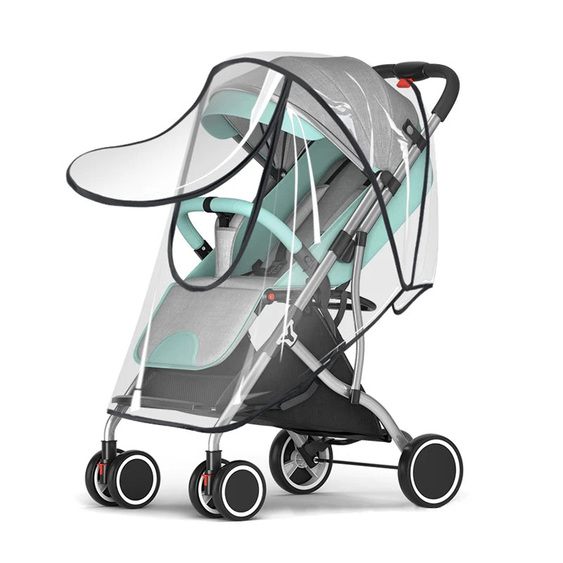 Stroller Rain Cover Transparent Wind Dust Shield Universal Trolley Umbrella Raincoat Seat Cover Sunshade Breathable