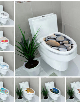 DIY 3D Toilet Lid Seats Cover Wall Stickers Bathroom Decal Mural Home Decoration