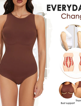 Thongs Bodysuit for Women Tummy Control Shapewear Racerback Top Seamless Body Sculpting Shaper High Neck Jumpsuit Overalls