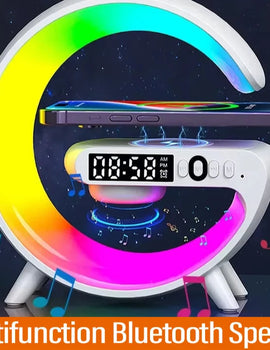 Multifunction Bluetooth Speaker TF RGB Night Light 15W Wireless Charger Stand for iPhone Samsung Xiaomi Fast Charging Station