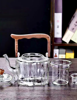 Large Capacity 1300ml Wooden Handle Glass Teapot High Borosilicate Heat Resistant Glass Beam Tea Pot Kungfu Tea Set Teaware