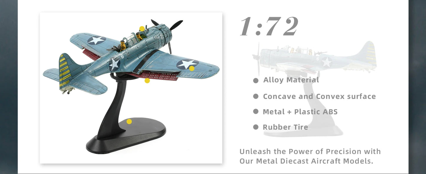 1/72 Douglas SBD-2 Dauntless Midway Diecast Dive Bomber Model