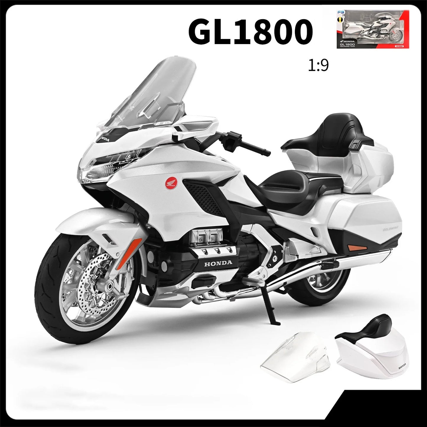 Diecast Honda Gold Wing GL1800 Touring Motorcycle Model 1 to 9 Scale