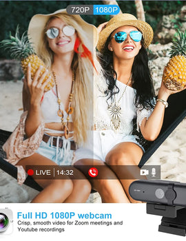 1080P HD Webcam Camera Streaming Rotatable Web Cam for Pc USB Cam for Meetings Streaming Online Classes Universal Tripod Mount