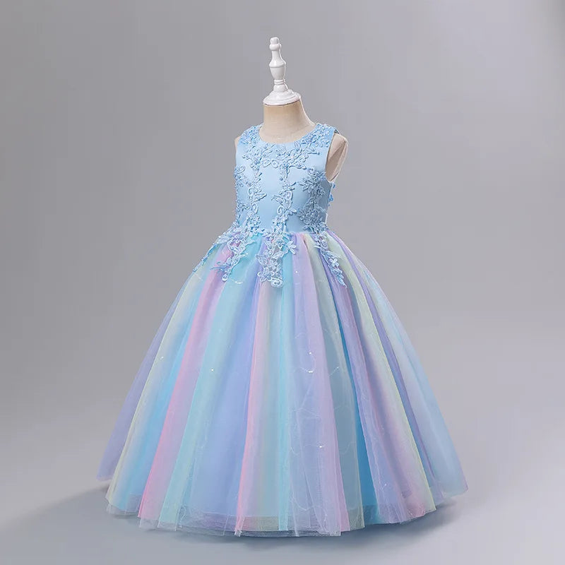 Girls Princess Ball Gown Floral Lace Tutu Dress for Flower Girl / Birthday / Pageant Wedding Party Dress