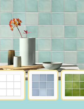 3D Tile Stickers, Self-adhesive Green Tile Backsplash for Kitchen Bathroom, Waterproof, Matt, 30 x 30cm, Interior Wall Decor