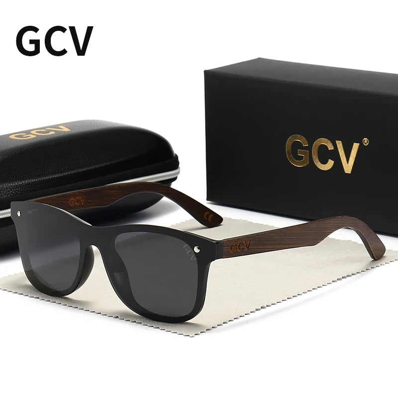 Natural Wooden Polarized UV400 TR90 Frame Sunglasses for Men Fashion Outdoor Eyewear