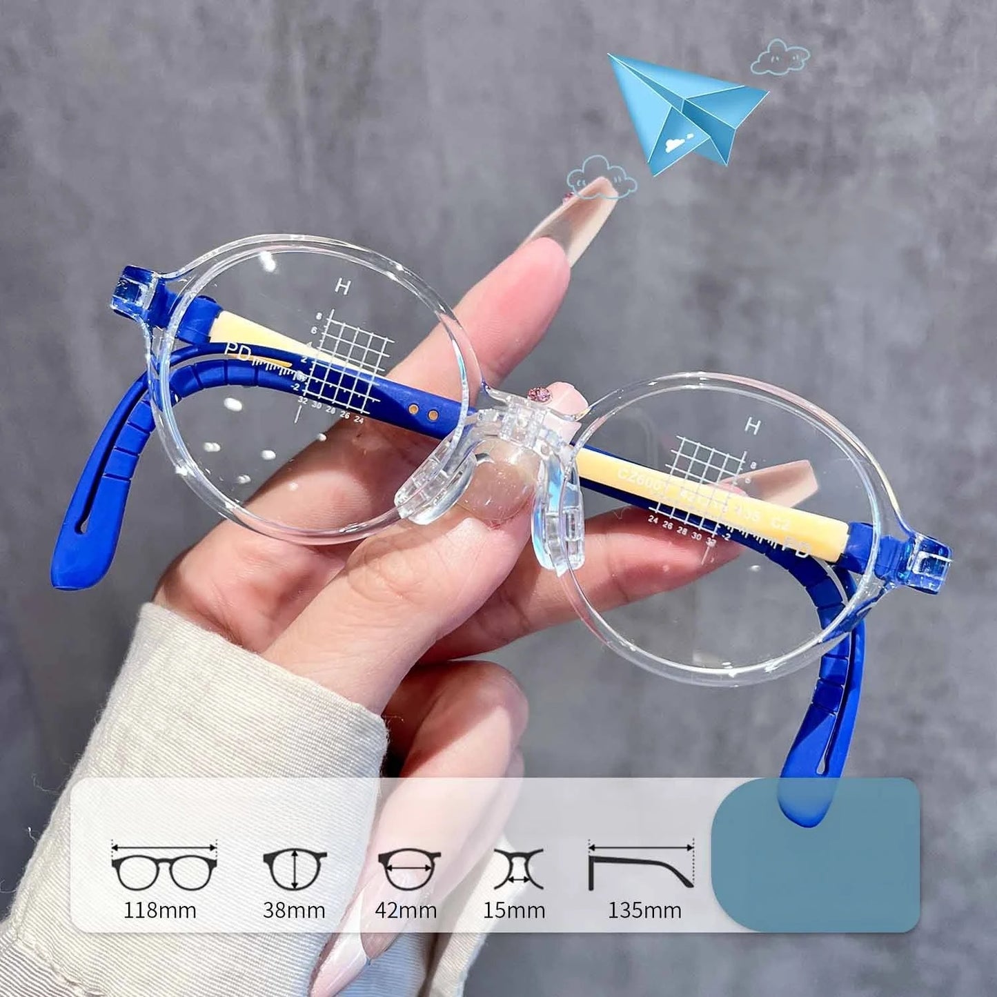 Retro Round Lightweight Flexible Plastic Eyeglasses Frames