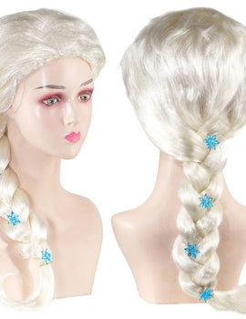 Princess Girls Elsa Cosplay Wig Cute Snow Queen Dress Up Briad Elsa Hair Cosplay Wigs Halloween Carnival Purim Masquerade Party