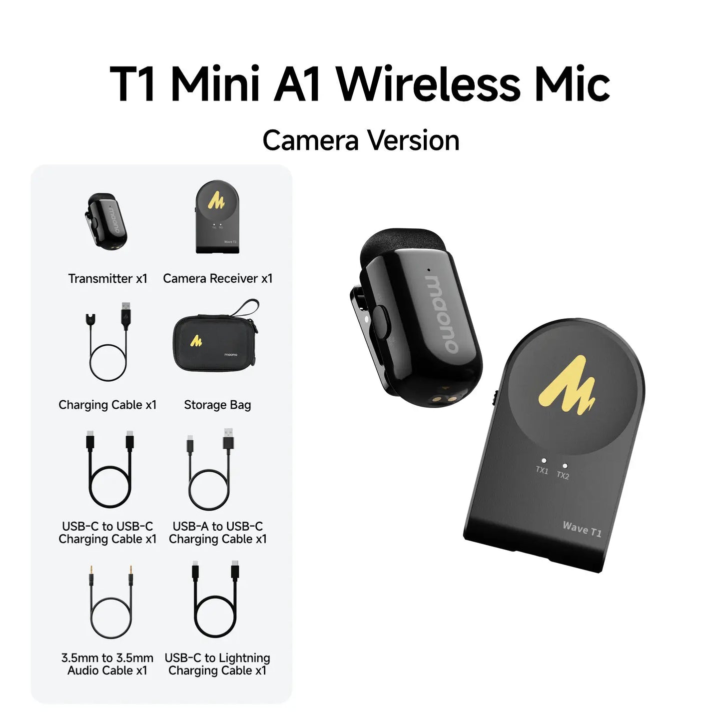 Wireless Lavalier Microphone with AI Noise Cancellation for iPhone Android PC