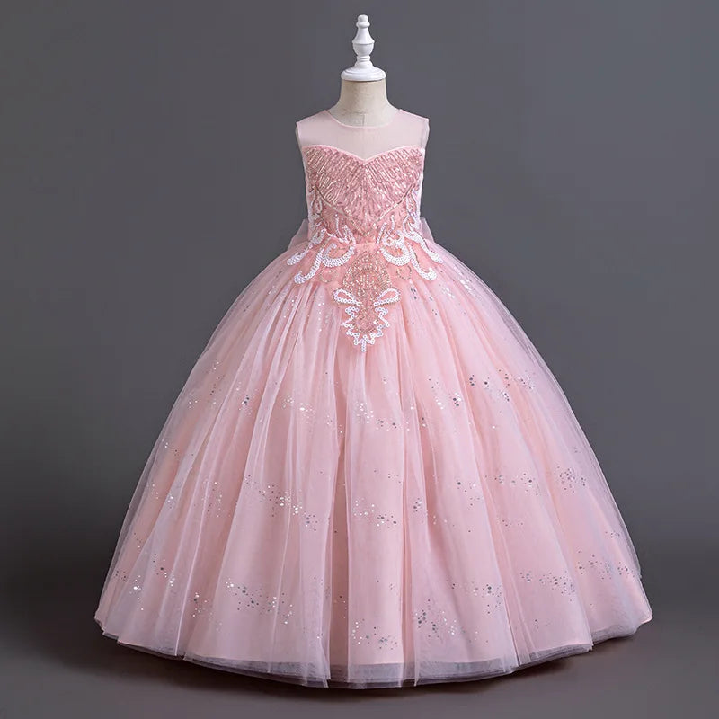 Christmas Girls Princess Ball Gown Fluffy Tulle Birthday Dress for Flower Girl Wedding Pageant Holiday Party Dress