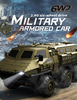 6WD Armored RC Car Simulation Military Transport Truck 360° Stunt High-speed Climbing 2.4G Remote Control Model Boy Toy