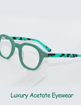 Small Size Retro Polygon Eyeglasses Green Luxury Acetate Eyewear Optical Prescription Frames
