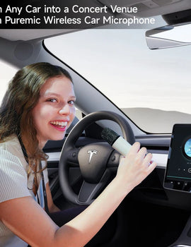 Q1-Tesla Car Karaoke Microphone for Tesla Model Y/3/X/Cybertruck, Rechargeable Caraoke Mic with USB-A & USB-C Receiver