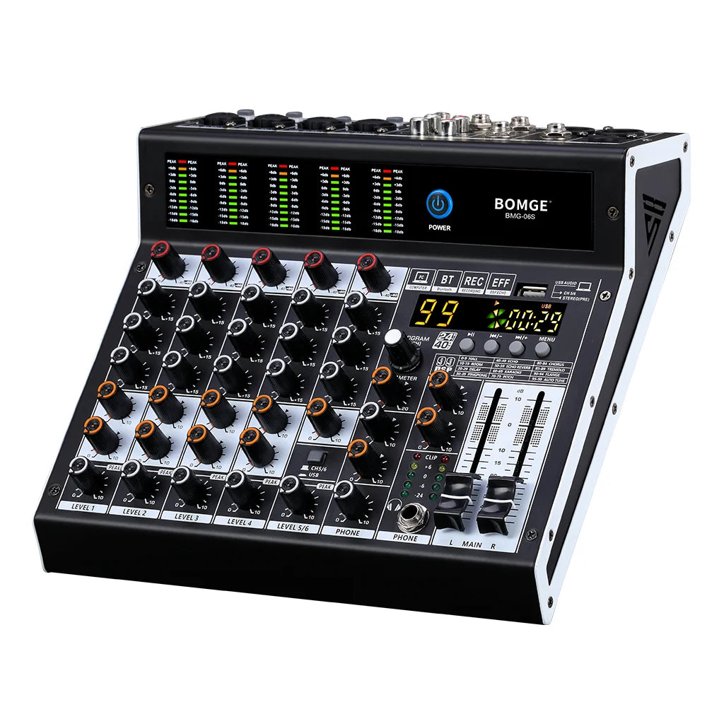 6 Channel Professional Audio Mixer Console with 99 DSP Effects