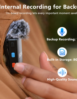 MIC-120 Wireless Lavalier Microphone with On-Board Recording for iPhone Android USB-C Devices Streaming Youtube Gaming