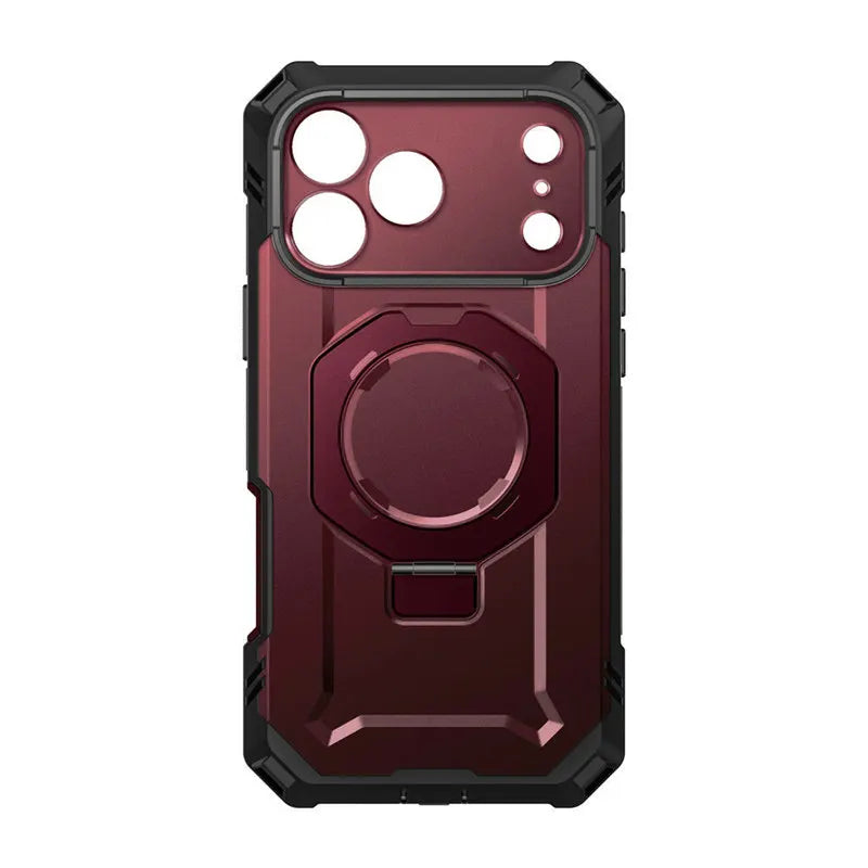 Rugged Magnetic Phone Case with Tempered Glass Screen Protector and Aluminium Kickstand for iPhone 17 Pro Max and iPhone 18 Pro Max