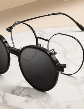 Fashion Polarizing Clip Eyewear UV Retro Round Multifunctional Optical Prescription Eyeglasses Frame For Men and Women