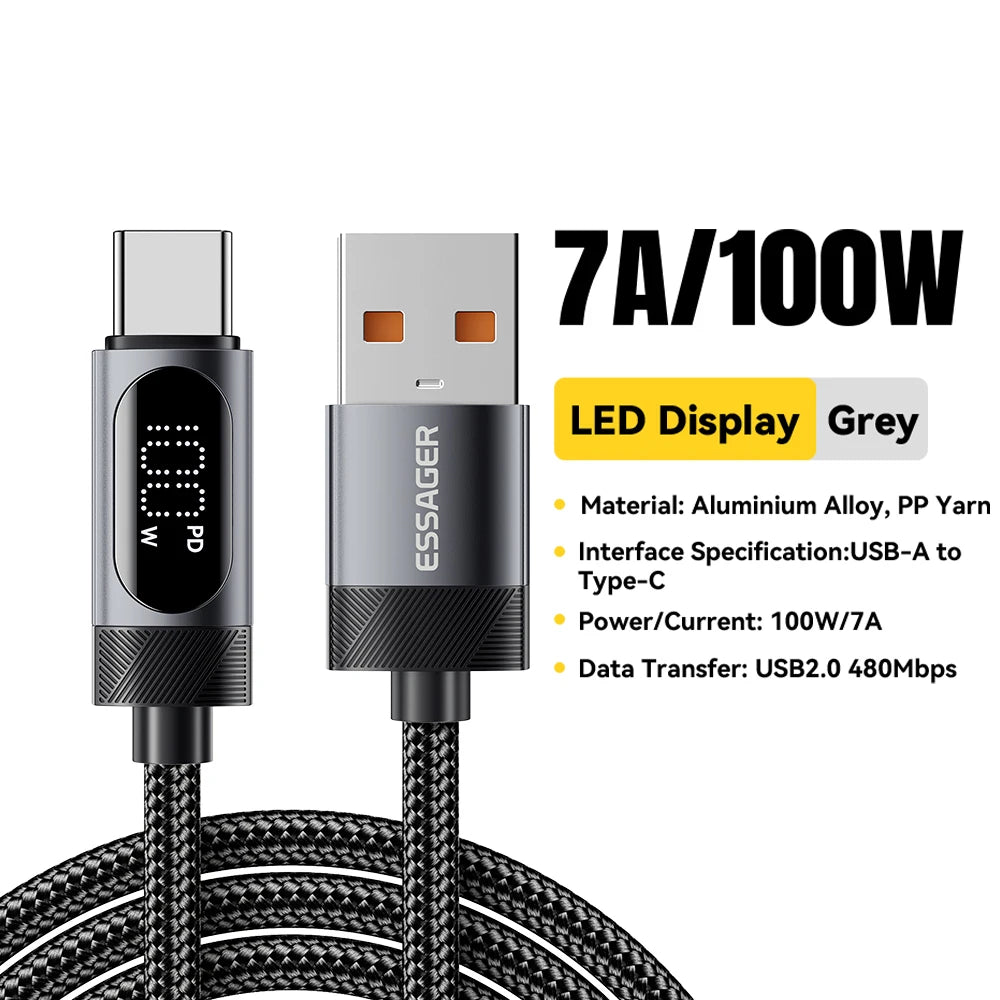 100W USB-C to USB-C Cable with Digital Display