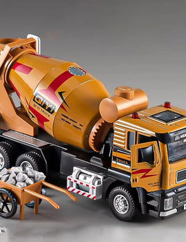 1:40 Electric Cement Mixer Truck Model Toy Alloy Diecast Sound Light Pull Back Engineering Vehicle Models for Boys Gifts