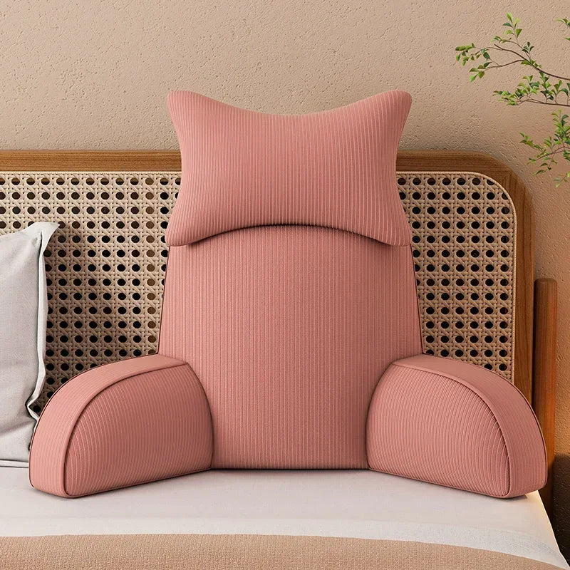 Reading Pillow Dark Grey Backrest with Arms Ultra-Comfy Removable Microplush Cover & Detachable Neck Roll