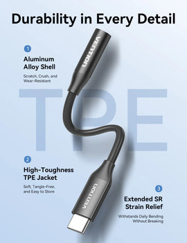 DAC USB Type C to 3.5mm Earphone Jack Audio Headphone Adapter for Samsung Galaxy S24 iPhone 16 USB C to 3.5mm Splitter