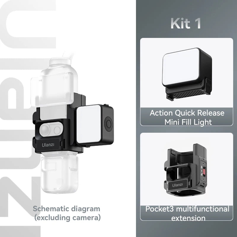 IPX5 Waterproof LED Video Fill Light, Magnetic Mini Light for DJI Osmo Action 5/4/3 & Pocket 3