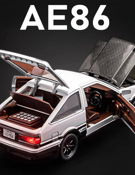 1:30 Scale Initial D AE86 Toy Car Model Alloy Body Rubber Tire Shock Absorption Pull Back Simulation Vehicles Boys Birthday Gift